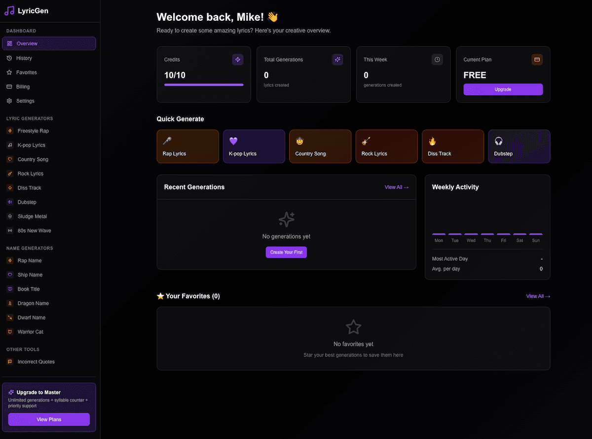 LyricGen v1 Launch: Introducing Dashboard, History & Pro Features